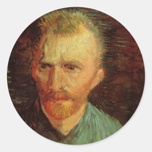 Vincent van Gogh Self Portrait,  Fine Art Ronde Sticker (Voorkant)