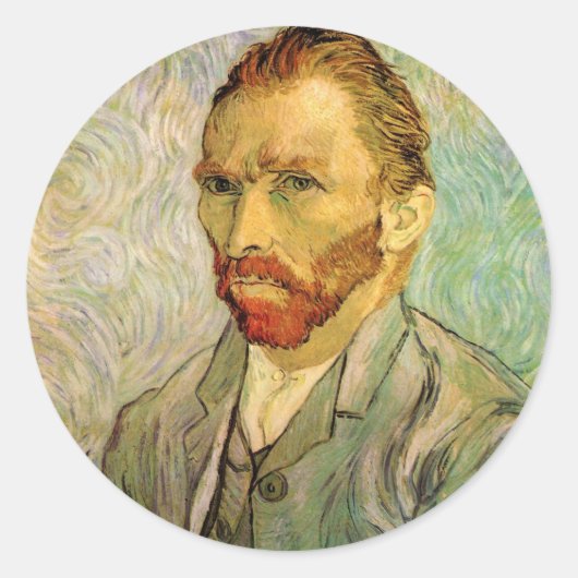 Vincent van Gogh Self Portrait,  Fine Art Ronde Sticker (Voorkant)