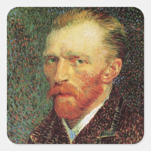 Vincent van Gogh Self Portrait,  Fine Art Vierkante Sticker (Voorkant)