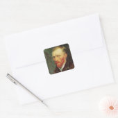 Vincent van Gogh Self Portrait,  Fine Art Vierkante Sticker (Envelop)