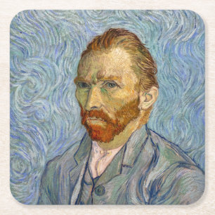 Vincent Van Gogh - Self-Portrait Vierkante Kartonnen Onderzetter