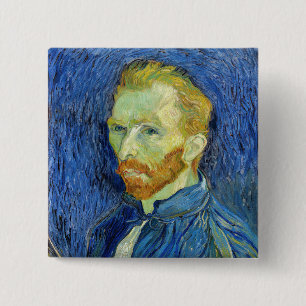 Vincent van Gogh - Self Portret with Palette Vierkante Button 5,1 Cm