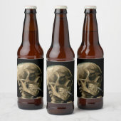 Vincent van Gogh - Skull met Burning Cigarette Bier Etiket (Flessen)