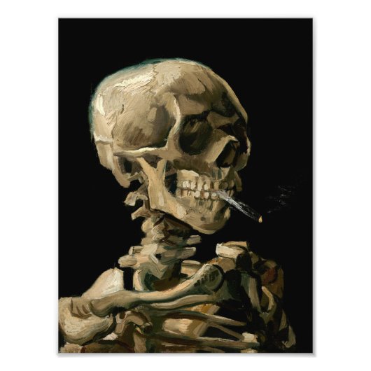 Vincent van Gogh - Skull met Burning Cigarette Foto Afdruk (Voorkant)