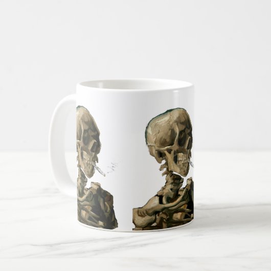 Vincent van Gogh - Skull met Burning Cigarette Koffiemok (Voorkant links)