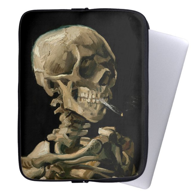 Vincent van Gogh - Skull met Burning Cigarette Laptop Sleeve (Creator heeft geüpload)