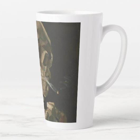 Vincent Van Gogh - Skull met Burning Cigarette Latte Mok (Rechts)