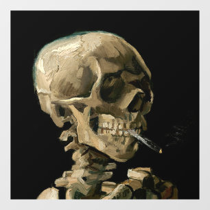 Vincent van Gogh - Skull met Burning Cigarette Raamsticker