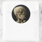 Vincent van Gogh - Skull met Burning Cigarette Ronde Sticker (Tas)