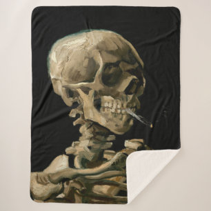 Vincent van Gogh - Skull met Burning Cigarette Sherpa Deken