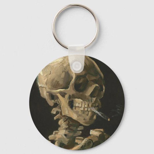 Vincent Van Gogh - Skull met Burning Cigarette Sleutelhanger (Voorkant)