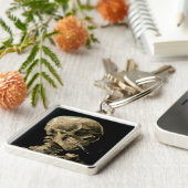 Vincent van Gogh - Skull met Burning Cigarette Sleutelhanger (Zijkant)