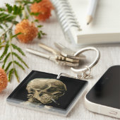 Vincent van Gogh - Skull met Burning Cigarette Sleutelhanger (Voorkant Rechts)