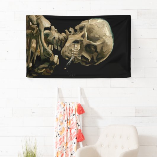 Vincent van Gogh - Skull met Burning Cigarette Spandoek (Insitu)
