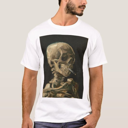 Vincent Van Gogh - Skull met Burning Cigarette T-shirt (Voorkant)
