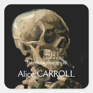 Vincent van Gogh - Skull met Burning Cigarette Vierkante Sticker