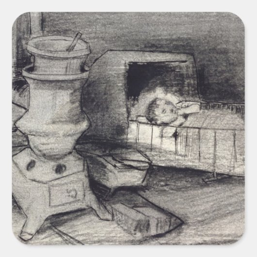 Vincent van Gogh | Slede Vierkante Sticker (Voorkant)