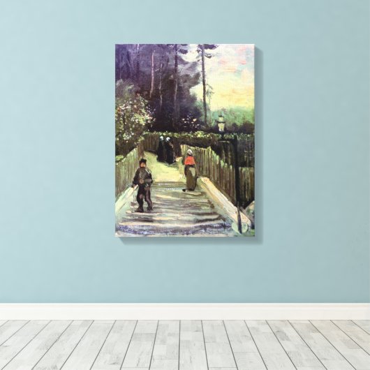 Vincent van Gogh - Sloping Path in Montmartre Canvas Afdruk (Insitu (Houten vloer))
