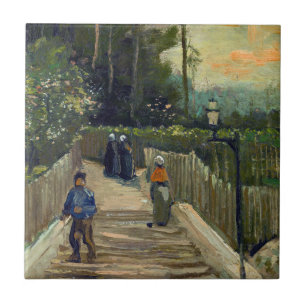 Vincent van Gogh - Sloping Path in Montmartre Tegeltje