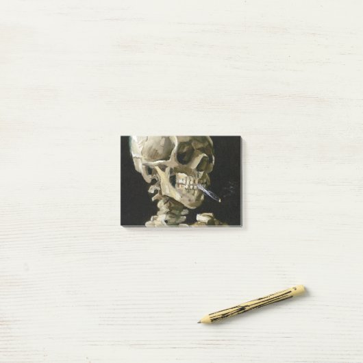 Vincent van Gogh Smoking Skeleton Post-it® Notes (Op bureau)