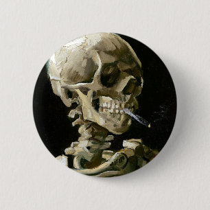 Vincent van Gogh Smoking Skeleton Ronde Button 5,7 Cm