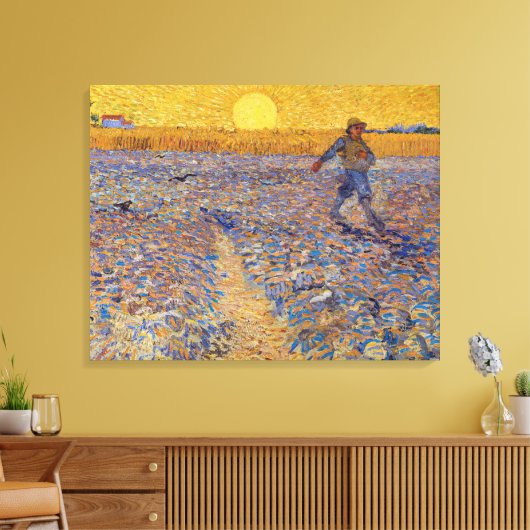 Vincent van Gogh - Sower met Setting Sun Canvas Afdruk (Insitu (Woonkamer))