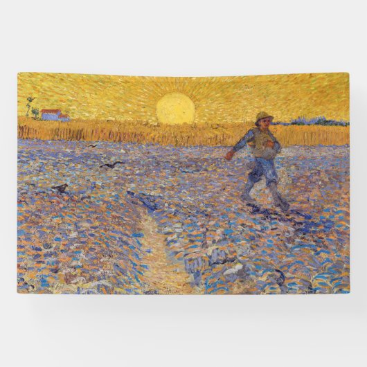 Vincent van Gogh - Sower met Setting Sun Spandoek (Horizontaal)
