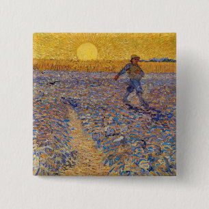 Vincent van Gogh - Sower met Setting Sun Vierkante Button 5,1 Cm