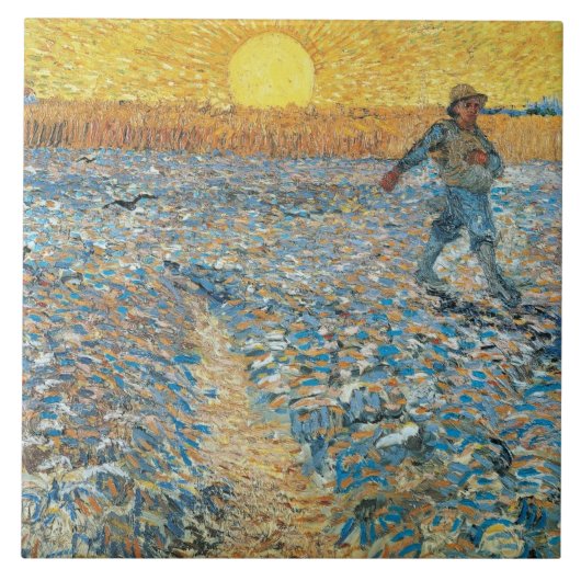 Vincent Van Gogh  Sower op Sunset Canvas Tegeltje (Voorkant)