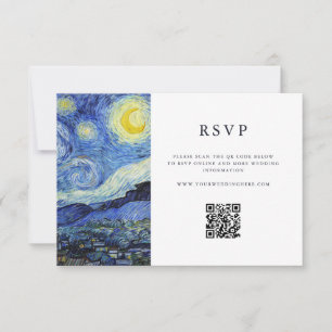 Vincent Van Gogh Sterrennacht bruiloft RSVP Kaartje