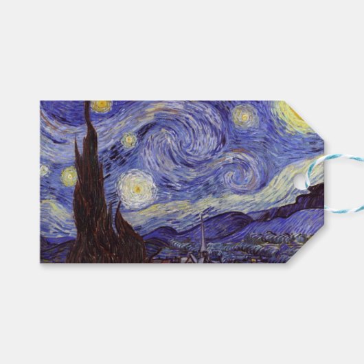 Vincent Van Gogh Sterrennacht Fine Art Cadeaulabel (Voorkant (Horizontaal))