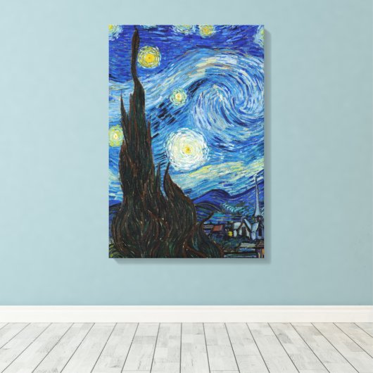 Vincent Van Gogh Sterrennacht  Fine Art Canvas Afdruk (Insitu (Houten vloer))