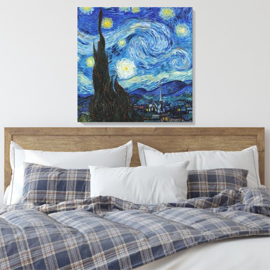 Vincent Van Gogh Sterrennacht Fine Art Canvas Afdruk (Insitu (Slaapkamer))