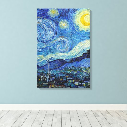 Vincent Van Gogh Sterrennacht Fine Art Canvas Afdruk (Insitu (Houten vloer))