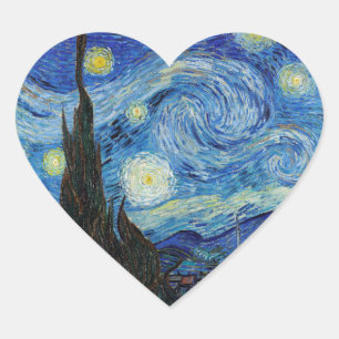 Vincent Van Gogh Sterrennacht  Fine Art Hart Sticker