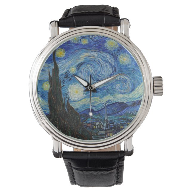 Vincent Van Gogh Sterrennacht  Fine Art Horloge (Voorkant)