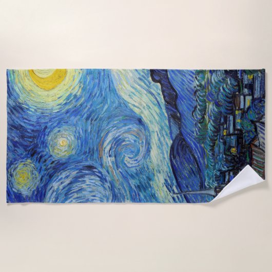 Vincent Van Gogh Sterrennacht  Fine Art Strandlaken (Voorkant)