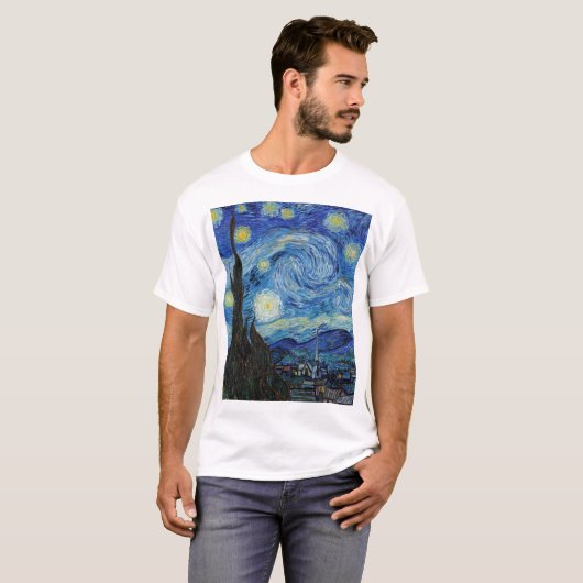 Vincent Van Gogh Sterrennacht  Fine Art T-shirt (Voorkant volledig)