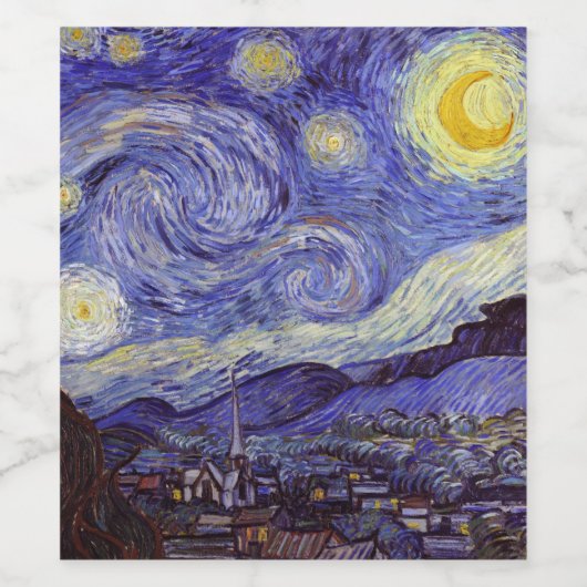 Vincent Van Gogh Sterrennacht Fine Art Wijn Etiket (Enkel label)