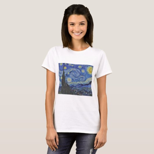 Vincent van Gogh Sterrennacht GalleryHD Fine Art T-shirt (Voorkant volledig)