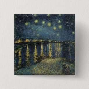 Vincent van Gogh Sterrennacht over de Rhône Vierkante Button 5,1 Cm