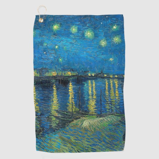 Vincent Van Gogh Sterrennacht over de Rijn Golfhanddoek (Voorkant)