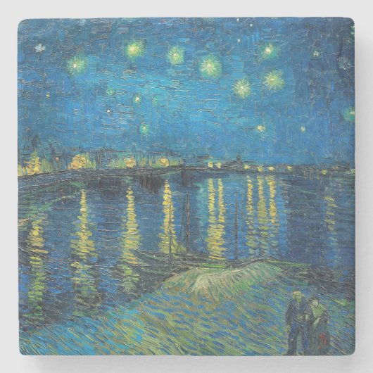 Vincent Van Gogh Sterrennacht over de Rijn Stenen Onderzetter (Voorkant)