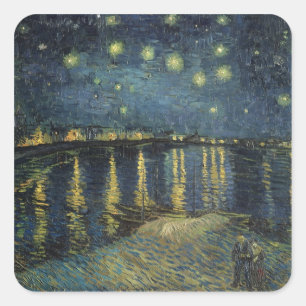 Vincent van Gogh Sterrennacht over de Rijn Vierkante Sticker