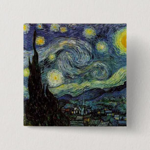 Vincent van Gogh - Sterrennacht Vierkante Button 5,1 Cm