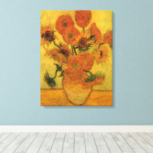 Vincent van Gogh still Life Vase met 15 zonnebloem Canvas Afdruk