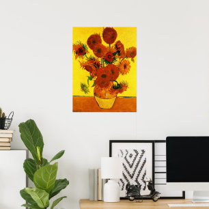 Vincent van Gogh Still Life Vase met 15 zonnebloem Poster