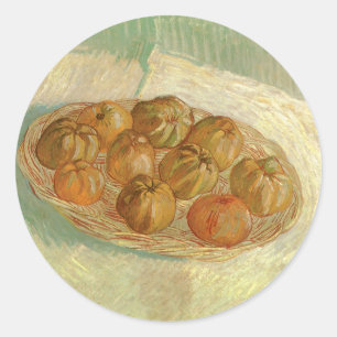 Vincent van Gogh - Stilleven mand met appels Ronde Sticker