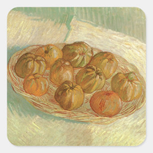 Vincent van Gogh - Stilleven mand met appels Vierkante Sticker