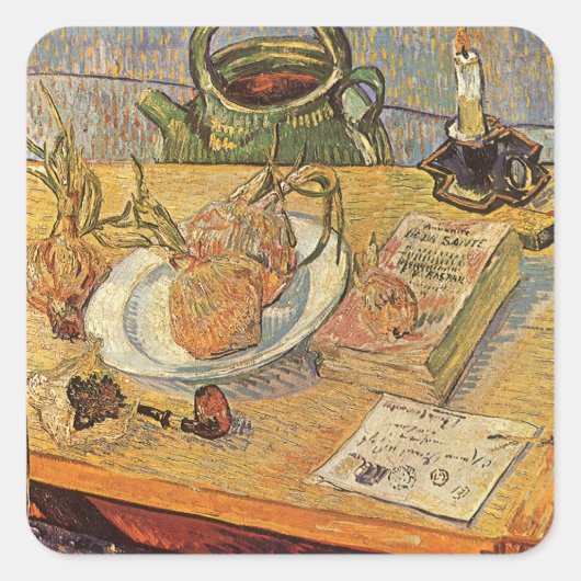 Vincent van Gogh - Stilleven met tekentafel Vierkante Sticker (Voorkant)